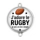 Connecteur Cabochon Argent - j'adore le rugby je suis un mec simple