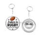 Porte clés décapsuleur - j'adore le rugby je suis un mec simple