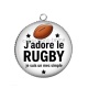 Pendentif Cabochon Argent - j'adore le rugby je suis un mec simple