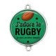 Connecteur Cabochon Argent - j'adore le rugby je suis un mec simple
