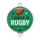 Connecteur Cabochon Argent -  j'adore le rugby je suis un mec simple