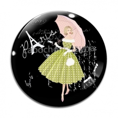 Cabochon Verre - femme de paris