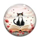 Cabochon Verre - chat coquelicot