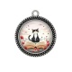 Pendentif Cabochon Argent - chat coquelicot