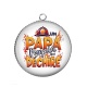 Pendentif Cabochon Argent - un papa pompier qui déchire