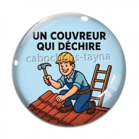 Cabochon Verre - un couvreur qui déchire