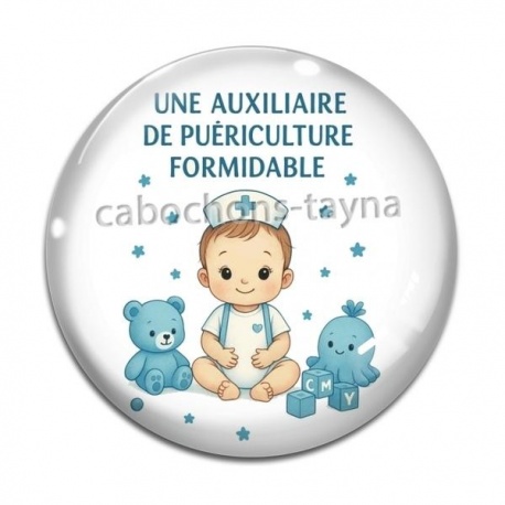 Cabochon Verre - une auxiliaire de puériculture qui déchire