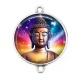 Connecteur Cabochon Argent - bouddha méditation