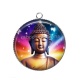 Pendentif Cabochon Argent - bouddha méditation