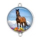 Connecteur Cabochon Argent - cheval