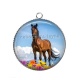 Pendentif Cabochon Argent - cheval