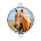 Connecteur Cabochon Argent - cheval