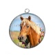 Pendentif Cabochon Argent - cheval