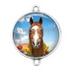 Connecteur Cabochon Argent - cheval