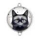 Connecteur Cabochon Argent - chat