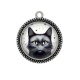 Pendentif Cabochon Argent - chat