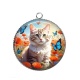 Pendentif Cabochon Argent - chat