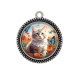 Pendentif Cabochon Argent - chat