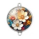 Connecteur Cabochon Argent - fleur