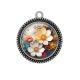 Pendentif Cabochon Argent - fleur