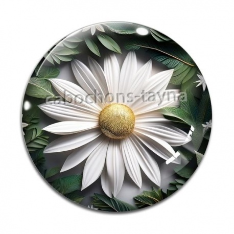 Cabochon Verre - fleur