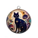 Pendentif Cabochon Argent - chat noir