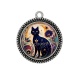 Pendentif Cabochon Argent - chat noir