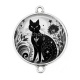 Connecteur Cabochon Argent - chat noir