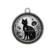 Pendentif Cabochon Argent - chat noir