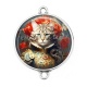 Connecteur Cabochon Argent - chat