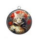 Pendentif Cabochon Argent - chat