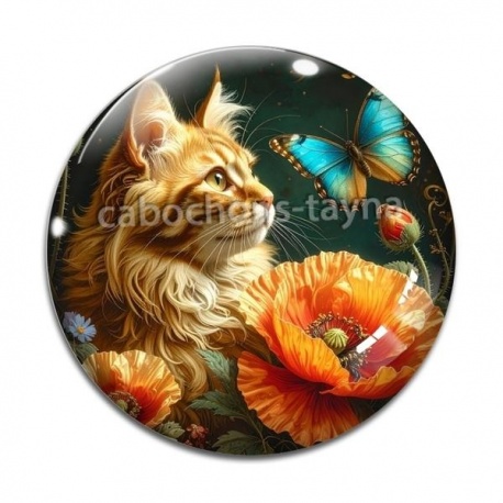 Cabochon Verre - chat
