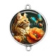 Connecteur Cabochon Argent - chat