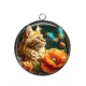 Pendentif Cabochon Argent - chat