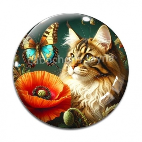 Cabochon Verre - chat