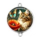 Connecteur Cabochon Argent - chat