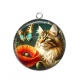 Pendentif Cabochon Argent - chat