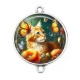 Connecteur Cabochon Argent - chat