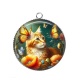 Pendentif Cabochon Argent - chat