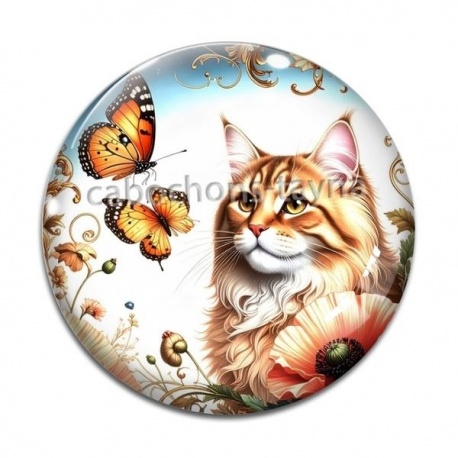 Cabochon Verre - chat