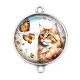 Connecteur Cabochon Argent - chat