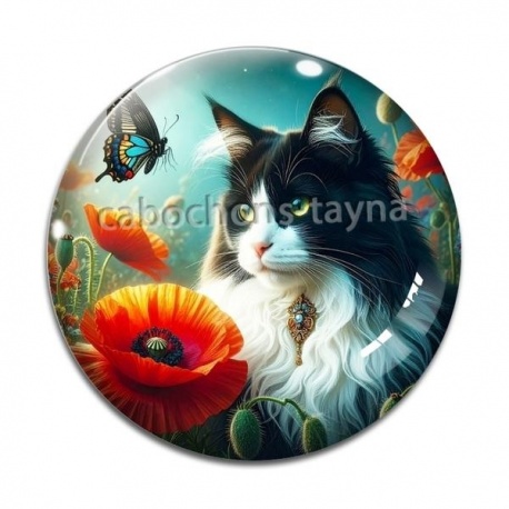 Cabochon Verre - chat