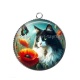 Pendentif Cabochon Argent - chat