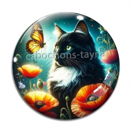 Cabochon Verre - chat