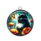 Pendentif Cabochon Argent - chat