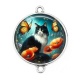 Connecteur Cabochon Argent - chat