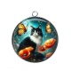Pendentif Cabochon Argent - chat