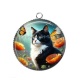 Pendentif Cabochon Argent - chat