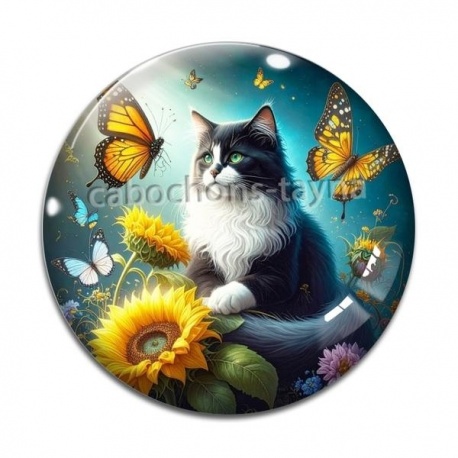Cabochon Verre - chat