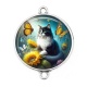 Connecteur Cabochon Argent - chat